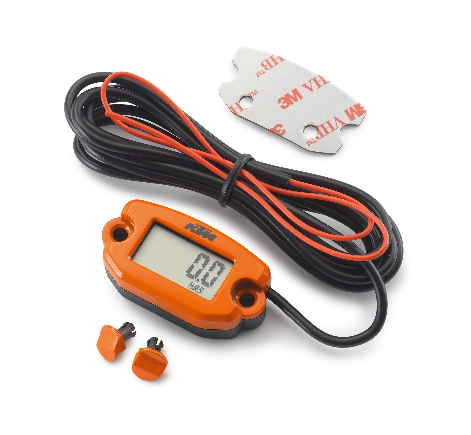 Orange KTM hour meter with LCD display and connecting cable