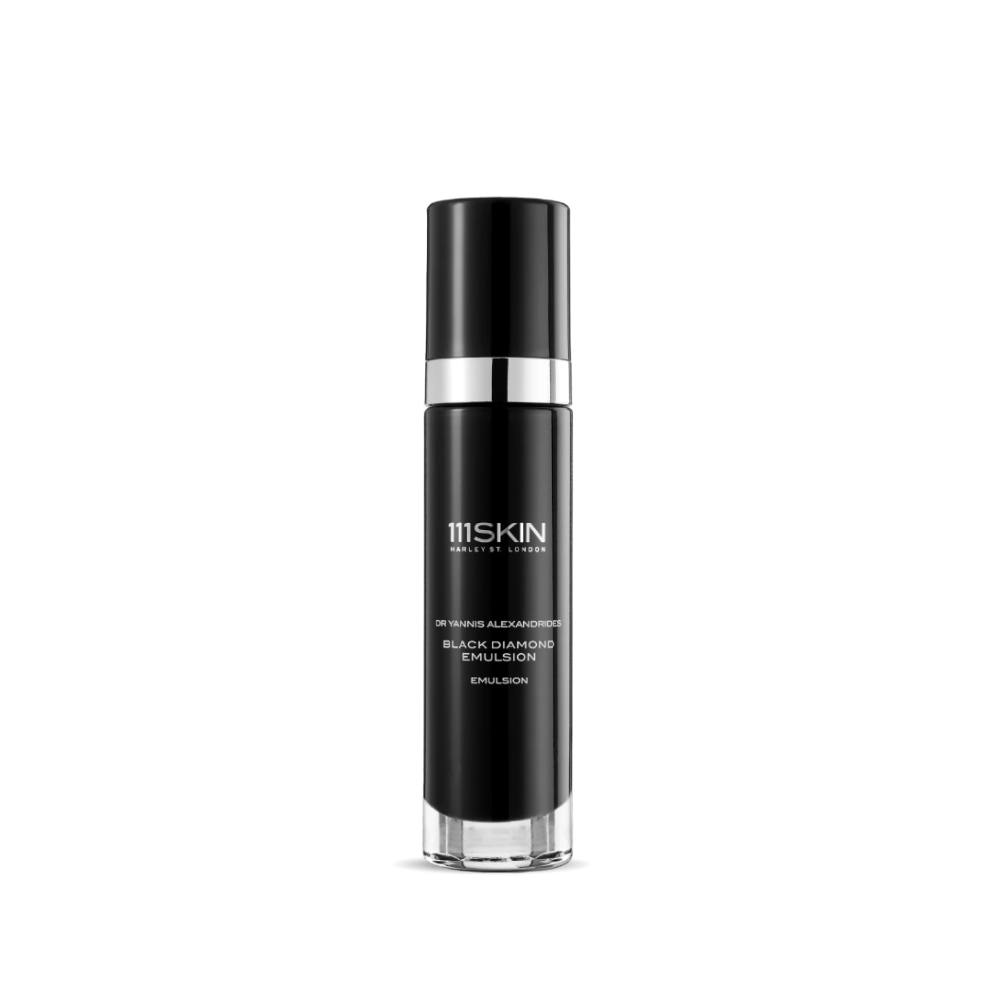111SKIN Black Diamond Emulsion – matte black jar with pump dispenser, 50 ml.