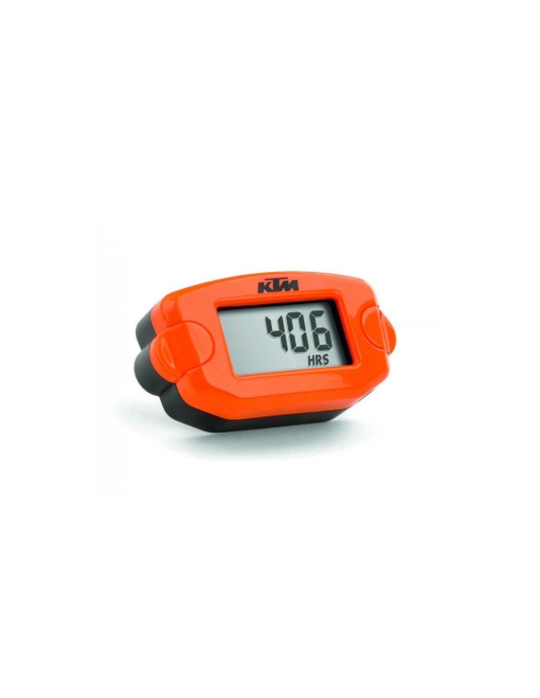 Orange KTM hour meter with LCD display.